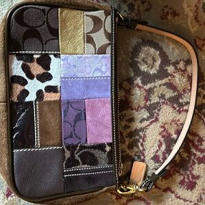 COACH Vintage Y2K Legacy Holiday Patchwork #7071 Suede/Leather Shoulder Mini Bag